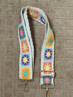 Handmade Crochet Floral Strap - Colorful Adjustable Bag Strap